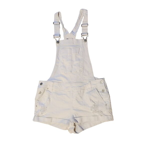 Blue Spice Pants - Y2K Blue Spice Women's Size 11/12 Distressed Denim Shortalls/Overalls White